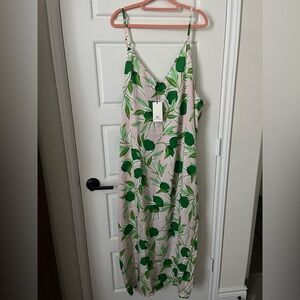 NWT Printfresh 4x Eco Satin Chic To Sleep Nightie Nightgown Pjs Lime Zest Pink